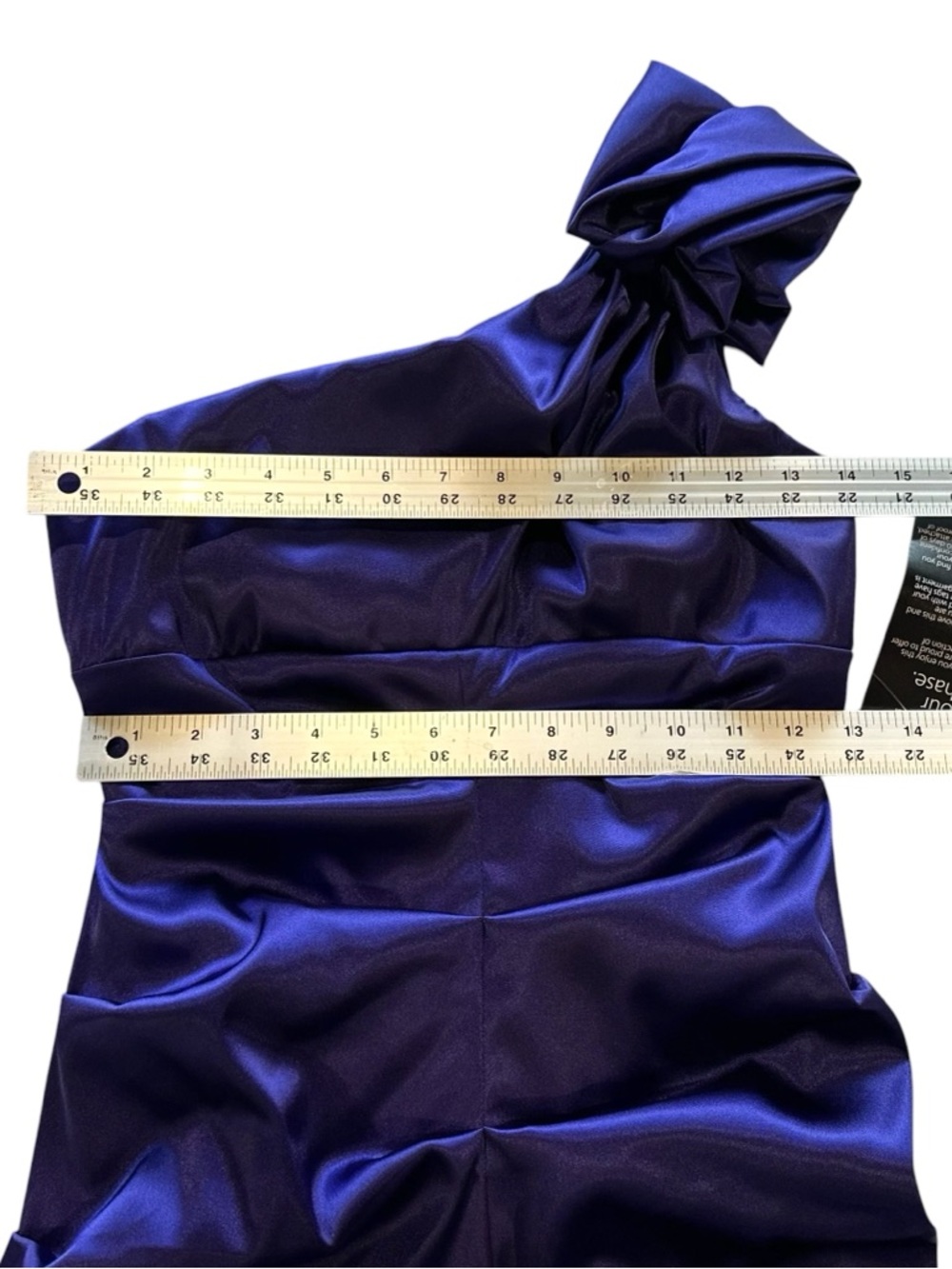NWT Xscape Cocktail Dress Royal Blue/Purple Ruched One Shoulder Satin Mini Sz 6 - Picture 12 of 12